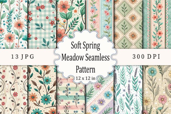 Download Soft Spring Meadow Seamless Pattern - Seamless pattern Collection
