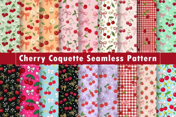 Download Cherry Coquette Seamless Pattern Bundle - Premium Resources