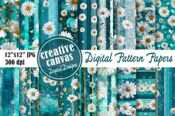 Download Teal Daisy Floral Seamless Pattern - Premium Resources