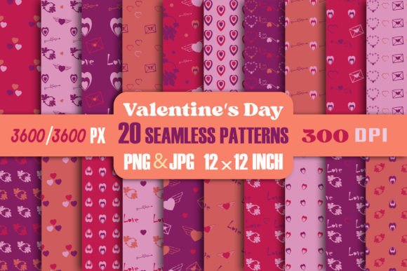 Download Seamless Patterns-jpeg  Valentine's Day - Seamless pattern Collection