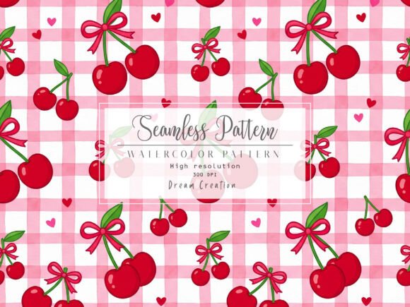 Download Pink Cherry Gingham Seamless Pattern - Seamless pattern Collection