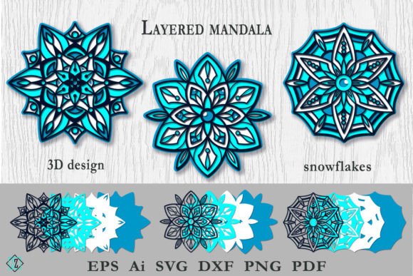 Download Layered Mandala Snowflakes/3D Design/SVG - 3d design Collection
