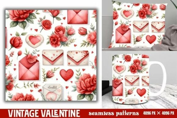 Download Vintage Valentines Day Seamless Pattern - Seamless pattern Collection
