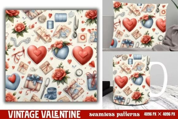 Download Vintage Valentines Day Seamless Pattern - Seamless pattern Collection