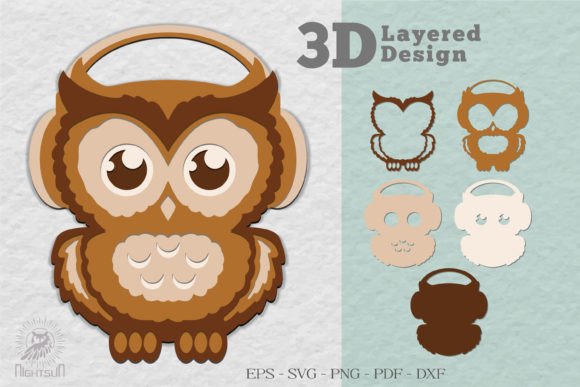 Download Cute Owl 3D Design SVG - 3d design Collection