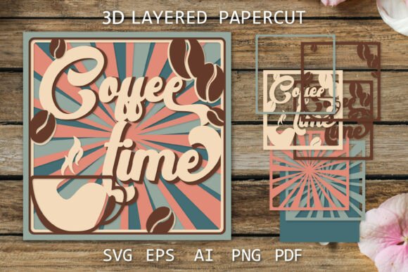 Download Coffee Time - Retro 3D Design Layeredcut - 3d design Collection