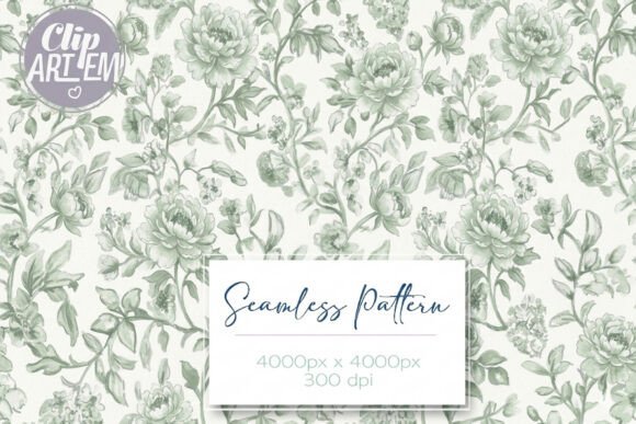 Download Sage Green Toile Seamless Pattern Rose - Seamless pattern Collection