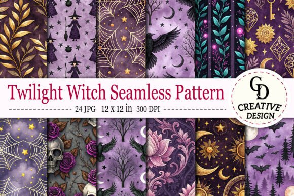 Download Twilight Witch Seamless Pattern - Seamless pattern Collection